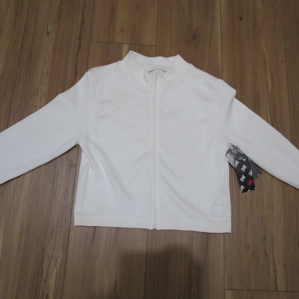 Womens Junior Sommer Ray Charlotte Russe white fitted ribbed sweater top L/G NWT